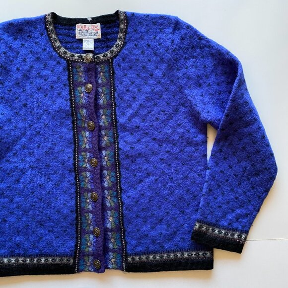 Vintage Tally Ho Cardigan Sweater 100% Wool Women’s Size Large Royal Blue - Picture 12 of 13
